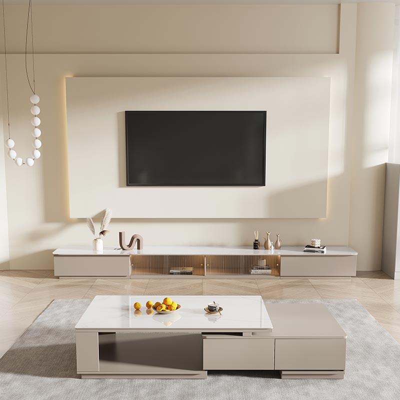 Light luxury slate TV cabinet modern minimalist living room home floor minimalist coffee table TV cabinet combination floor cabinet