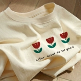 Абрикосовая мультяшная милая небольшая дизайнерская хлопковая футболка, 2024 года, тренд сезона