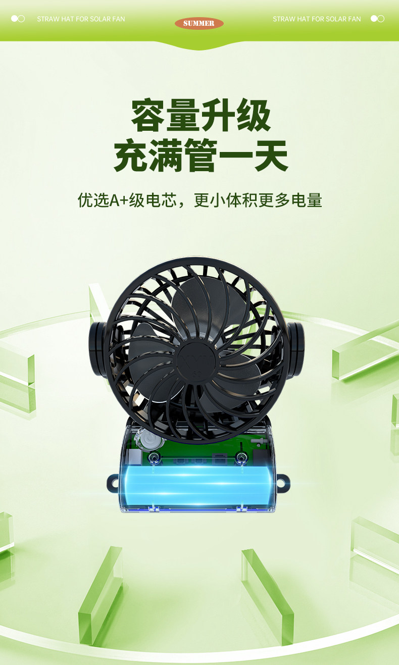 Фанаты Cap 太阳能风扇帽草帽防晒帽子成人干活新款户外钓鱼采茶种地遮阳帽男