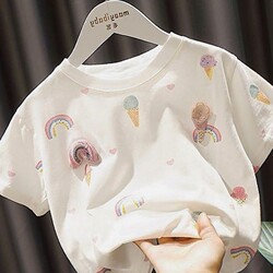 2022 New Thin Children's Summer Clothes Girls Short Sleeve T-Shirts Versatile Cotton Summer Tops Baby Kids Half Sleeves 3