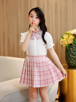 Girl Jk Suit Uniform Summer 2022 New Ocean Gas Trendy Spring Dress Short Sleeve Plaid Plexu Skirt Academy Wind