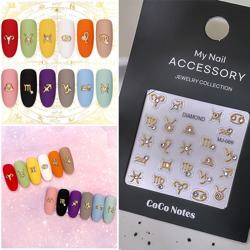 The New Twenty-Four Zodiac Series Nail Stickers Are High-End Wearable Nail Accessories with K9 Rhinestone Nail Stickers