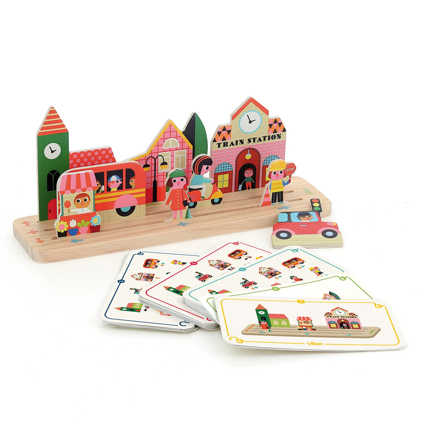 Франция Vilac City Logic GameOrientation Matching Cognitive Education Toy Logical Thinking 3+