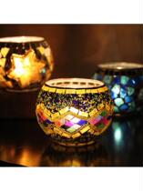 2件烛台咖啡店土耳其 复古马赛克烛台地中海家居装饰灯罩欧式