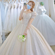 French main light wedding dress 2021 new bride simple small child retro high-end sense trailing princess wind summer