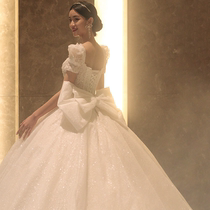 Wedding dress 2021 new bride main yarn temperament thin luxury pregnant woman simple atmosphere princess wind tail girl