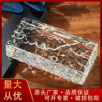 Hot melt solid glass brick Transparent square partition wall Bathroom bar crystal brick color frosted curtain wall landscape wall