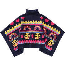 clanc childrens cloak spring and autumn street personality fashion knitted girls cartoon printed shawl windbreaker jacket