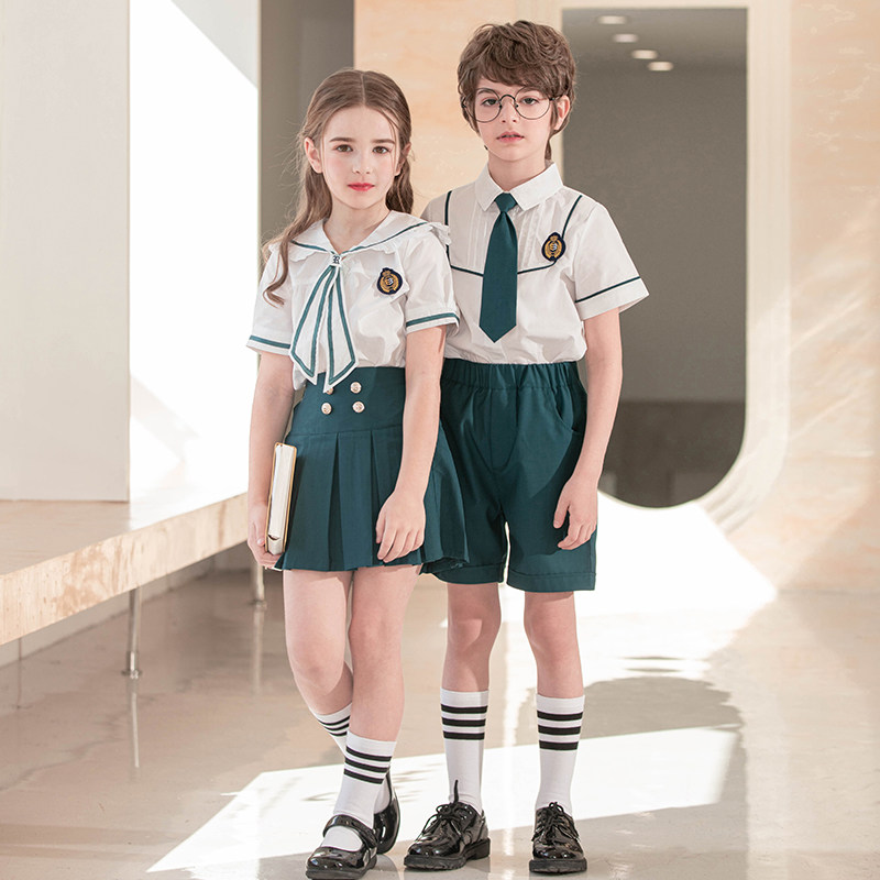 Elementary school class uniforms summer suits school uniforms summer clothes British style kindergarten garden uniforms large class graduation photo clothes