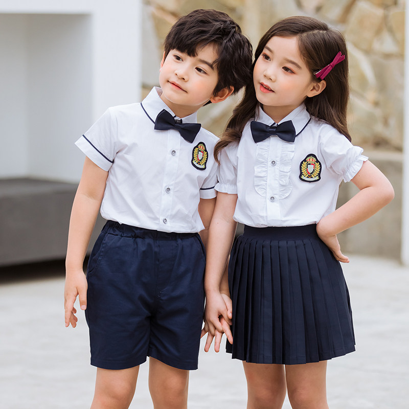 Kindergarten Landscaped Summer Clothing Inglém Wind Shirt Suit Big Class Graduation Clothes Elementary School Students Class Clothes Summer Children's School Uniforms-Taobao