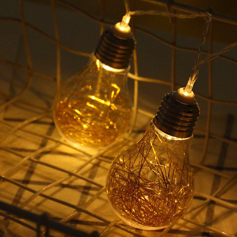 LED big ball decorative light Retro golden living room light bulb Small light string colorful light Romantic Room Christmas New Year Festival