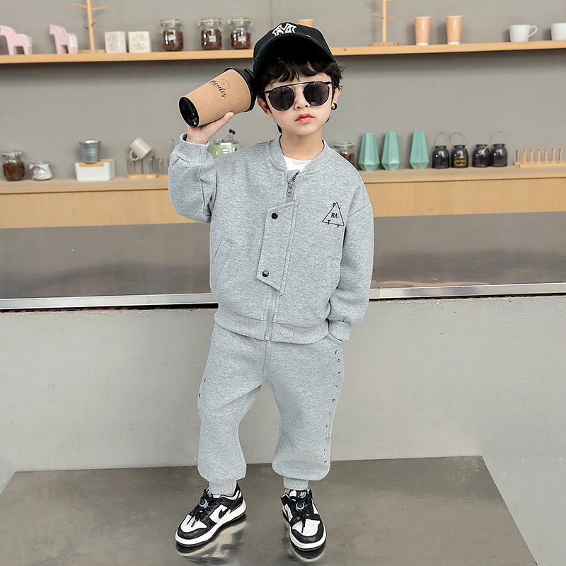 Boy Clothing Boy Suit Spring Dress 2022 New Trend Handsome Air Blast Street Small Children Spring Autumn Money Sports Two Suits