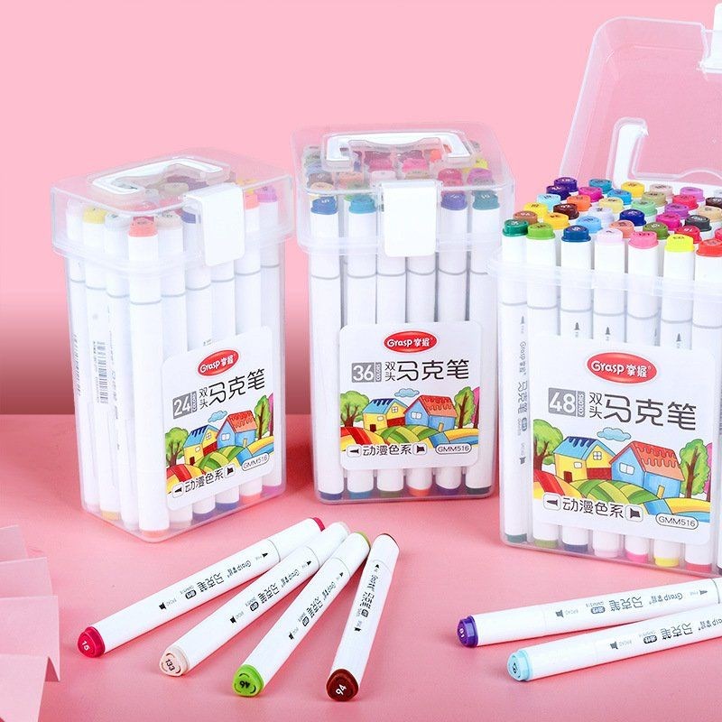 Master double-headed marker pen student painting design set art hand-painted oily marker pen student color enjoy new