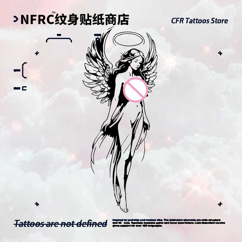 Beautiful Art Angel Girl Herbal Juice Tattoo Sticker Waterproof Body Art for Men and Women Leg Fake Tattoo
