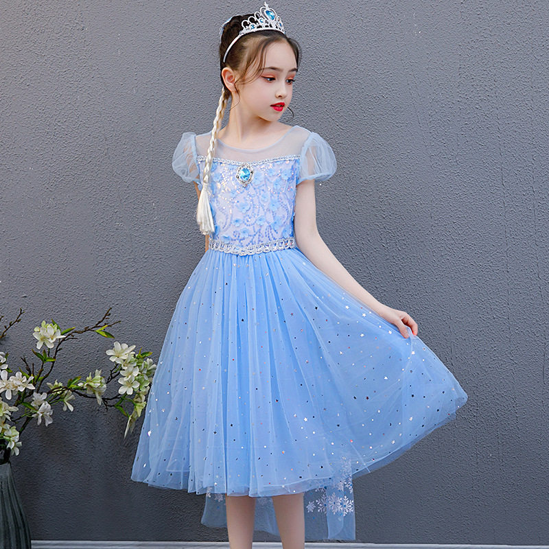 Girls Aisha princess dress summer thin section Children Aisha Pocahontas dress skirt Western style short sleeve summer with clothes