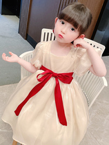 Two 2-year-old girls twilight cloud yarn dress 3 childrens female baby Western style summer skirt Childrens day dress Princess skirt