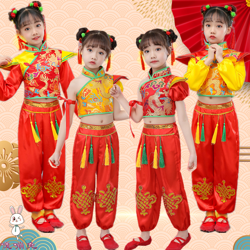 Children's festive Chinese style drum performance costumes are open to the public