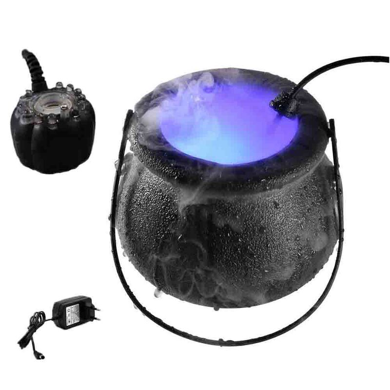 2023 New Model 12Led Halloween Witch Bucket Pumpkin Smoke Machine Witch Big Bucket Atomizer Witch Light Color Changing