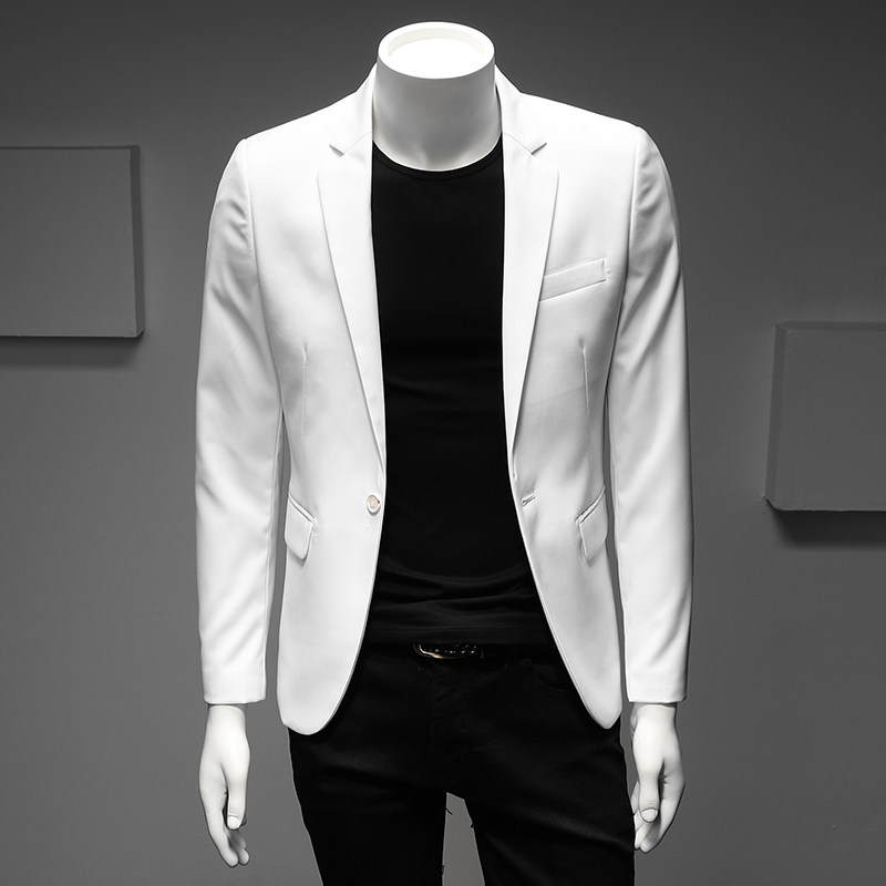 Fugui Bird Men Casual White Western Suit Repair Jacket Han Version Spring Autumn Thin Youth Business Single Piece Small Suit