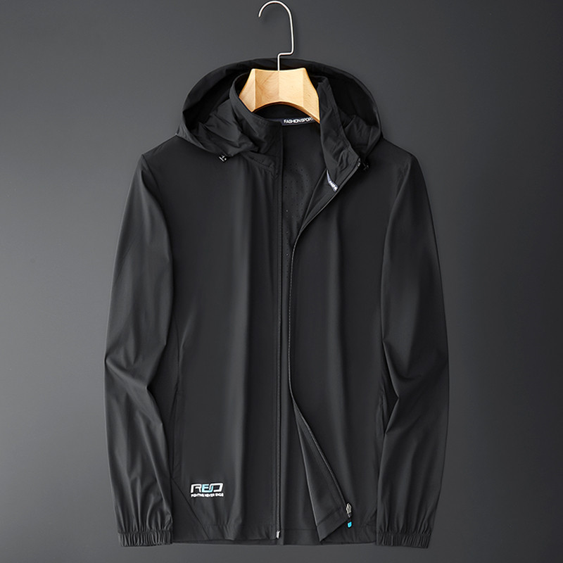Rich bird ice silk sunscreen clothing men's summer thin fishing anti-UV sports jacket hooded ultra-thin sunscreen clothing