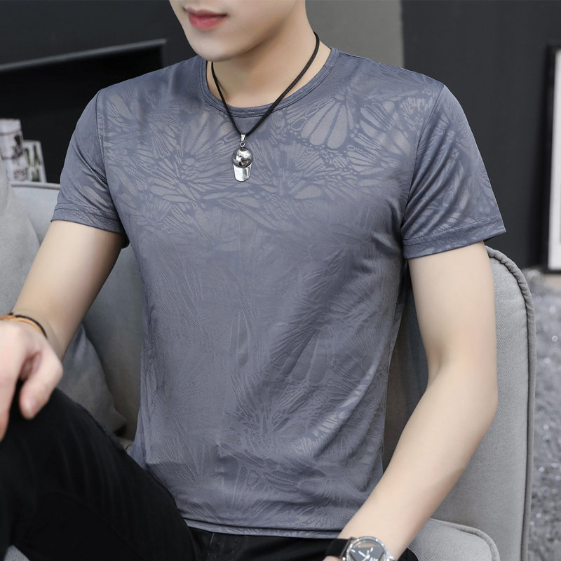Fugui bird short sleeve t-shirt male 2021 Summer new Korean version trendy thin ice silk Leisure printing sashimi 100 lap