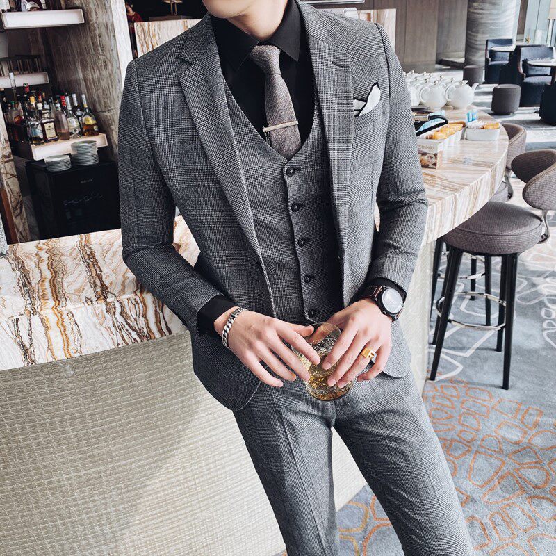 Fugui Bird New Western Suit Men Suit Business Positive Dress Groom Wedding Gown Wedding Gown Men Casual Suits Three Sets Ebbs