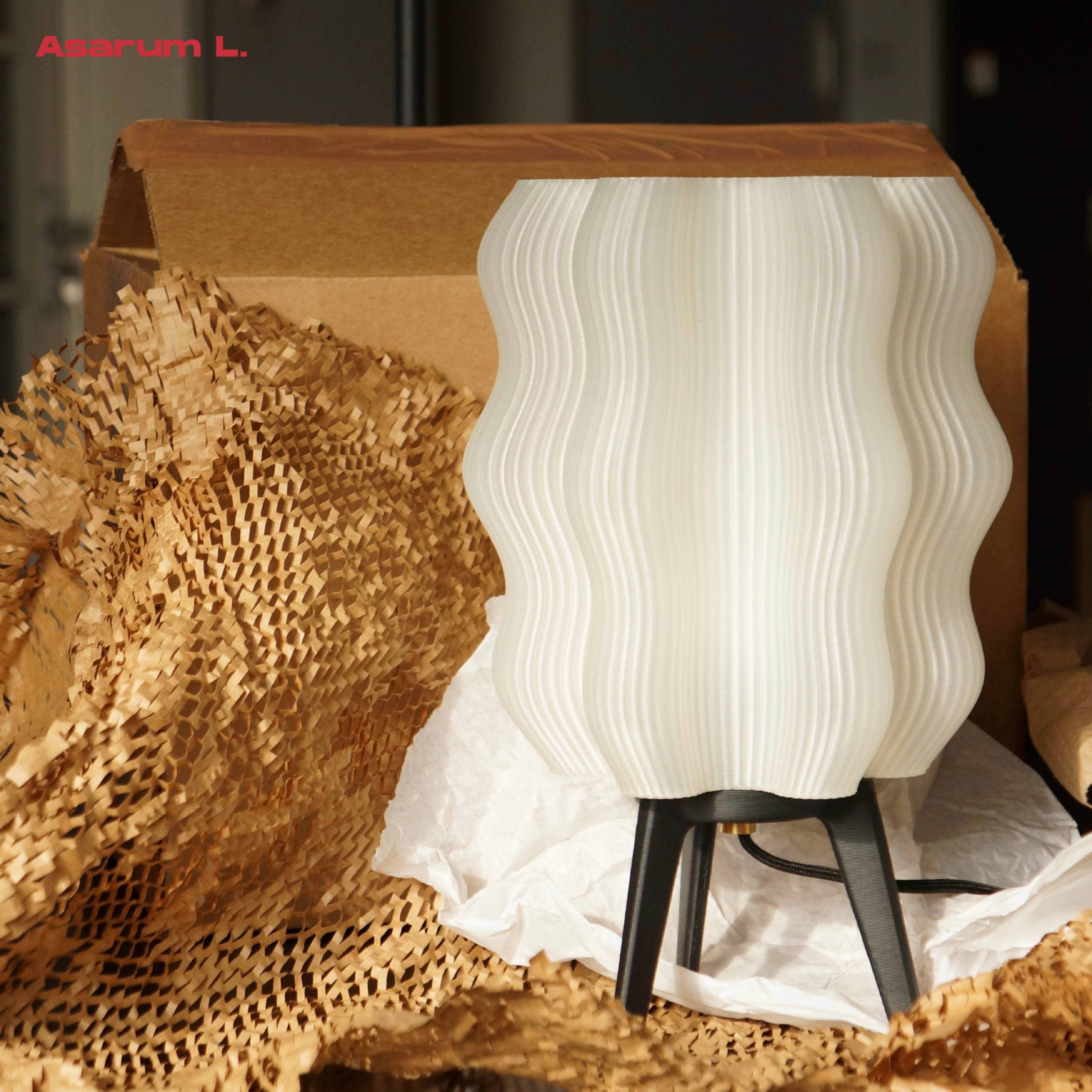 Asarum | Spot USA Wooj Wavy Lamp 3D printing table lamp black base Classic section-Taobao