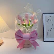 The Hand Hand Tulip Pink Hug Bucket Bouquet DIY Material Bag Girl Girlfriend
