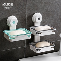 Punch-free soap box holder suction cup soap box wall-mounted creative double toilet bathroom drain household soap box