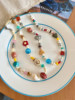 Colorful Dopamine Ceramic Beaded Necklace for Women, Sweet and Cute Clavicle Chain, Niche Design, Vacation Style Accessory