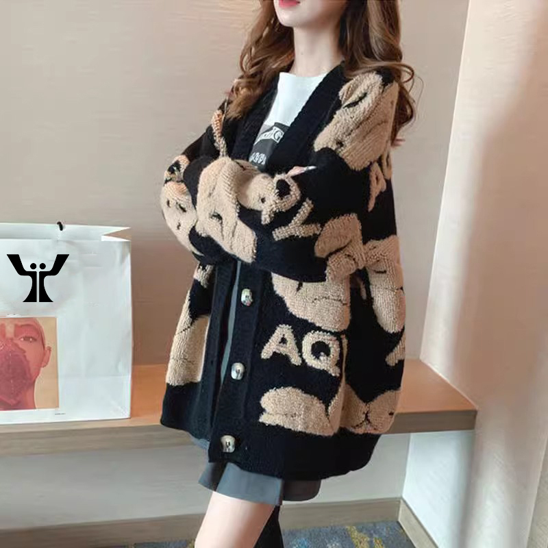 Stylish and Unique Knitted Cardigan for Women, Autumn and Winter, Thick, Loose, Mid-Length, Lazy Style, Fashionable Sweater Coat Stylish and Unique Knitted Cardigan for Women, Autumn and Winter, Thick, Loose, Mid-Length, Lazy Style, Fashionable Sweater Coat