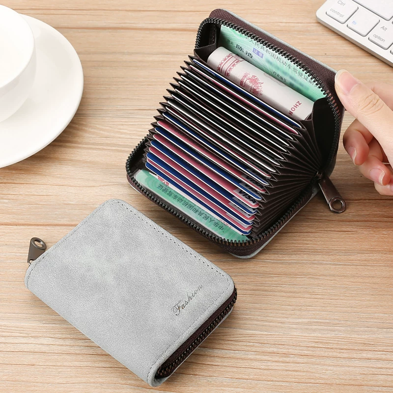 Кожаный кожаный? capacious card holder with zipper for men and women, small cards for driver's license, new collection