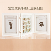 Cute story Baby hand and foot print commemorative frame Baby full moon year old 100 days hand and foot print one year old birthday commemorative photo frame