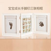 Cute story Baby hand and foot print commemorative frame Baby full moon year old 100 days hand and foot print one year old birthday commemorative photo frame