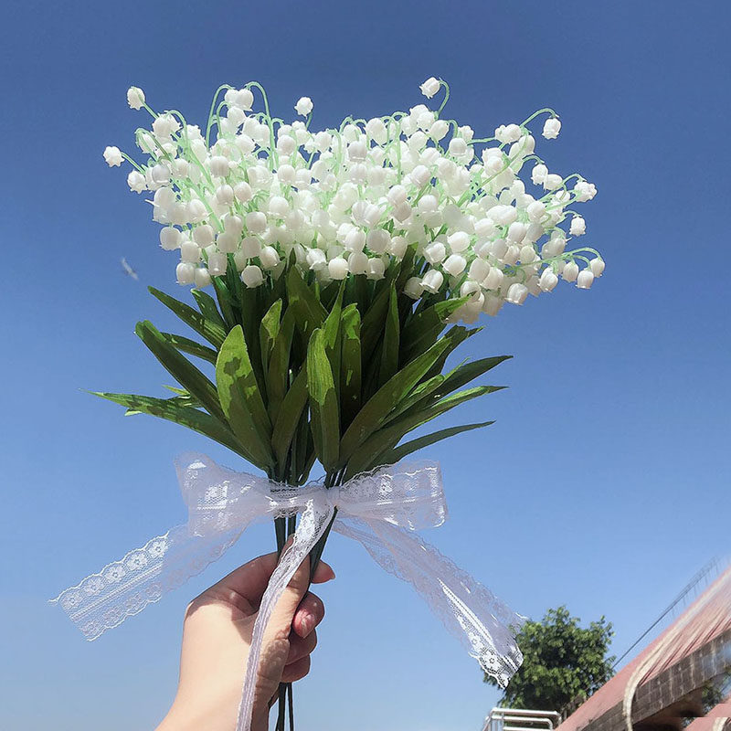 Imitation bell orchid wedding celebration hand bouquet fake flower small fresh photo props to decorate the wind chime rose bouquet