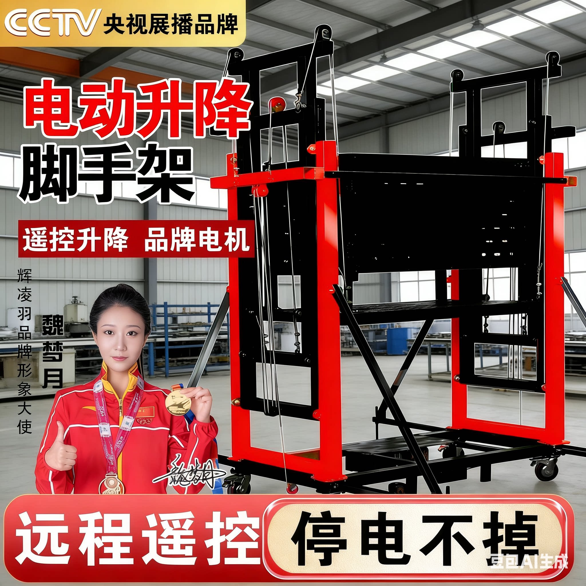 電動昇降式足場プラットフォーム、貨物用エレベーター、リモコン操作可能、移動式、折りたたみ式、持ち運び可能。建設現場、家庭での使用、住宅改修に適しています。