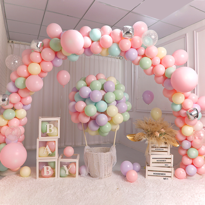 Baby's birthday arranges Macaron Children's Party Background Wall Shop Open Arch Balloon Balloon Balloon