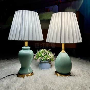 Simple and Luxurious Ceramic Table Lamp, Bedroom Lamp, Ins-Style Romantic and Cozy Bedside Lamp, Dragon Egg Bedroom Table Lamp