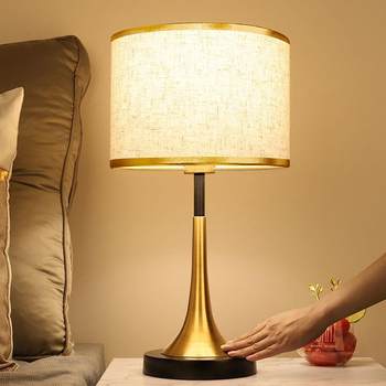 Nordic Table Lamp, Luxurious Living Room, Simple Chinese-Style Table Lamp, Bedroom Bedside Touch-Sensitive Dimming American-Style Light Luxury Table Lamp