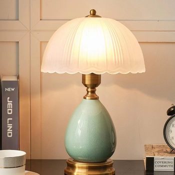 European-Style Table Lamp, Retro Pastoral Ceramic Glass Led Lamp, Study Desk Smart Lamp, Bedroom Decoration Bedside Lamp