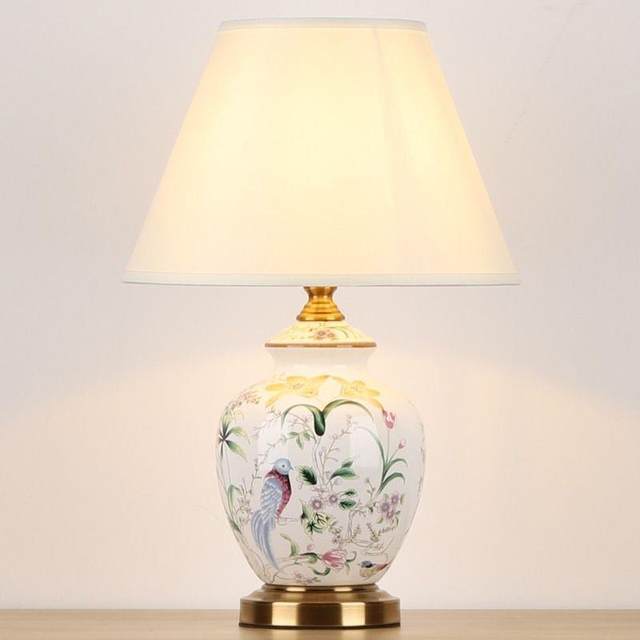 Ceramic Table Lamp Hotel Living Room Bedroom Study Bedside Lamp Modern Simple American Country Style Soft Decoration Model Room