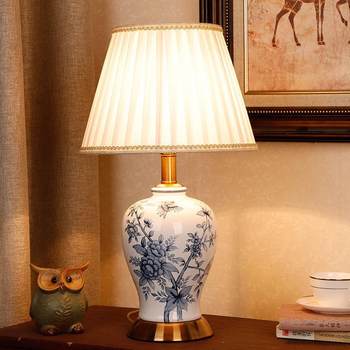 New Chinese-Style Ceramic Table Lamp, Chinese-Style Painted Blue and White Porcelain, Living Room, Study, Cozy Bedroom, Bedside Lamp, Decorative Table Lamp