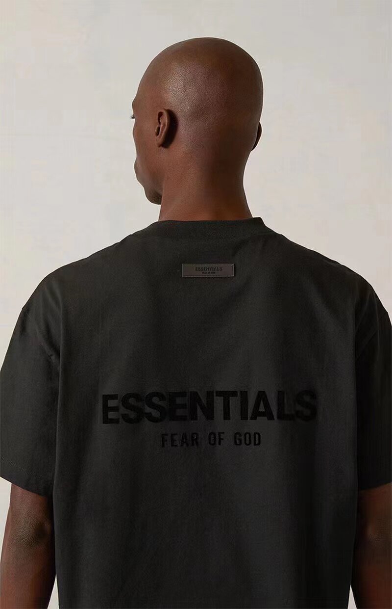 Официальный сайт essentials короткий рукав Футболка мужской и женщины флокирование SS22 письмо Туманная соединительная линия американский любители прилив бренд, essentials fog fear of god 