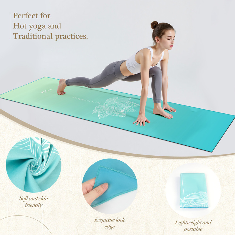 【Yoga Mat Towel—With Foot Cover】Non-Slip Yoga Mat Towel, Odor Isolation, Large Size Quick-Dry Bath Towel