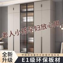 Wardrobe for home bedroom 2023 new environmentally friendly large-capacity wardrobe rental house light luxury simple glass cabinet door