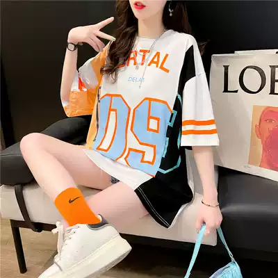 Tide brand Loose medium and long version short sleeve T-shirt female 2021 new summer design sense niche base shirt fried street T-shirt
