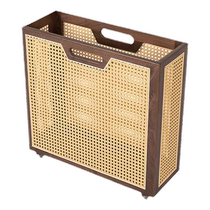 Unintentional yoga mat fitness equipment storage basket black walnut rattan badminton storage rack basket with wheels