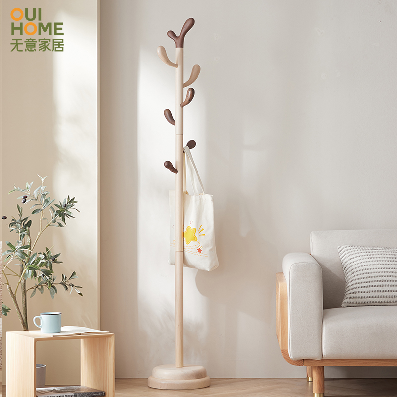 Tree branch hanging hanger floor to ceiling living room solid wood vertical hanger children's bedroom bedside coat rack light luxury clothes rack