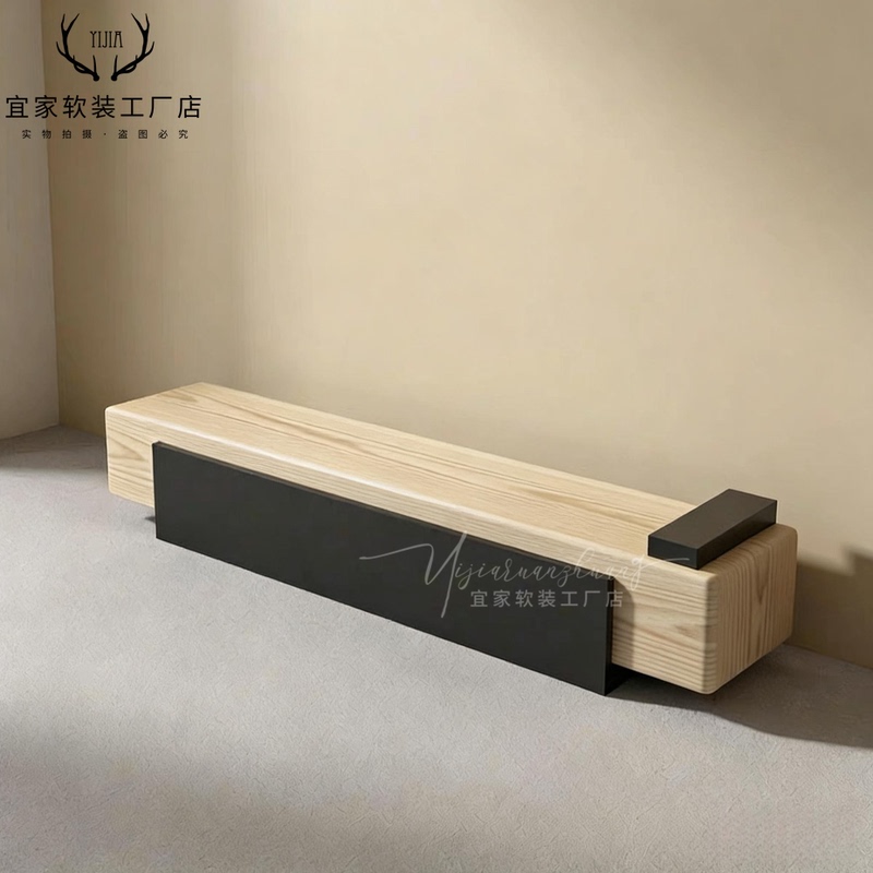 Nordic Minimalist Wooden Long Bench, Shopping Mall Lounge Bench, Library Leisure Bench, Elevated Viewing Bench, Long Bench