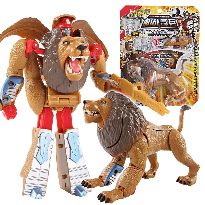 Deformation Wild Animal Model Toy Eagle Elephant Lion White Tiger Panda Leopard Puzzle Deformation Robot
